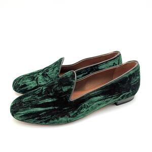 Jon Josef Gatsby Bow Velvet Venetian Loafer Women's Linda Green Size US7.5M EU38